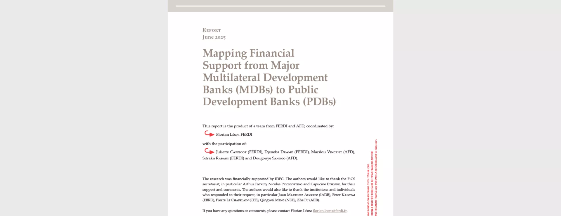 Cover of the report: Mapping Financial Support from Major Multilateral Development Banks (MDBs) to Public Development Banks (PDBs)